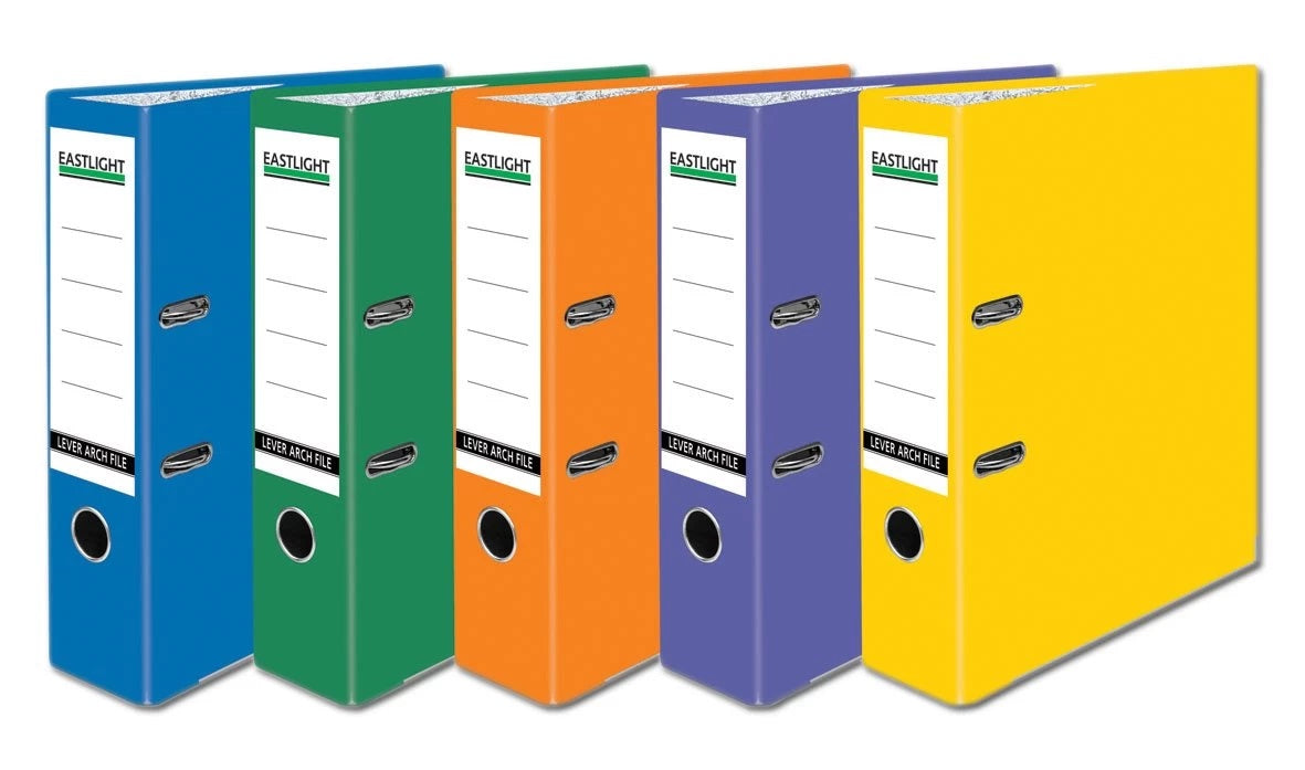 A4 LEVER ARCH FILE POB ASSORTED 2 EACH BLUE GREEN ORNAGE PURPLE YELLOW 20750ELHT